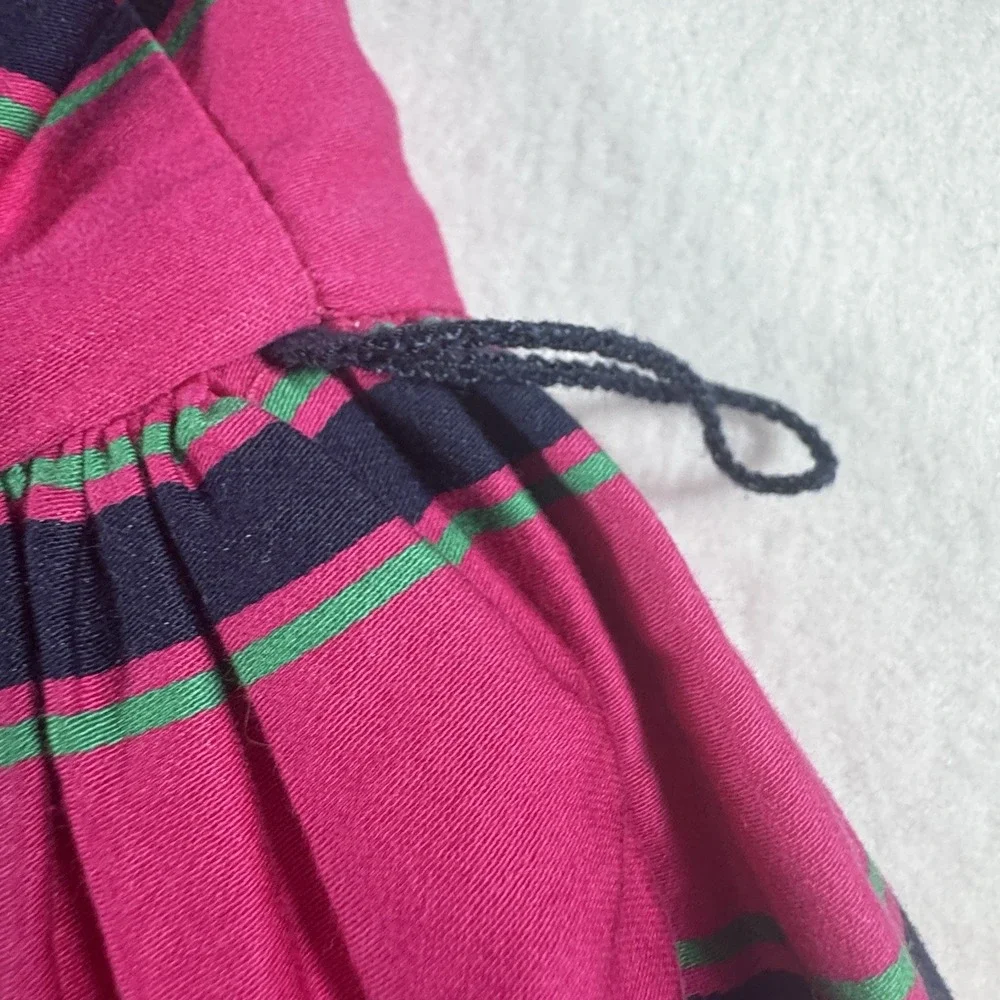 Ralph Lauren Striped Fit Flare Dress Girls 12‎ Pink Navy Sleeveless Button Back